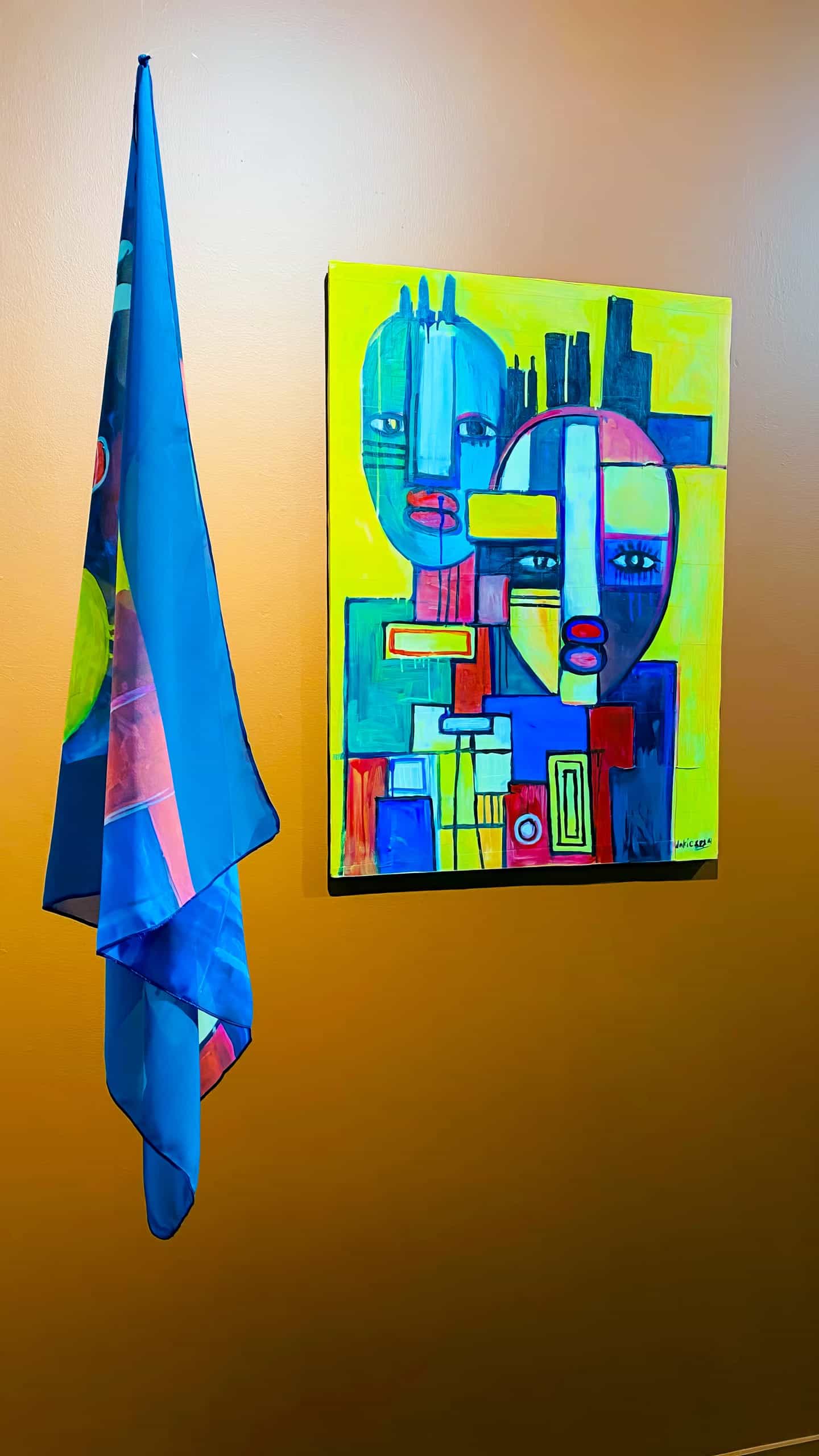 A bright abstract painting, titled 